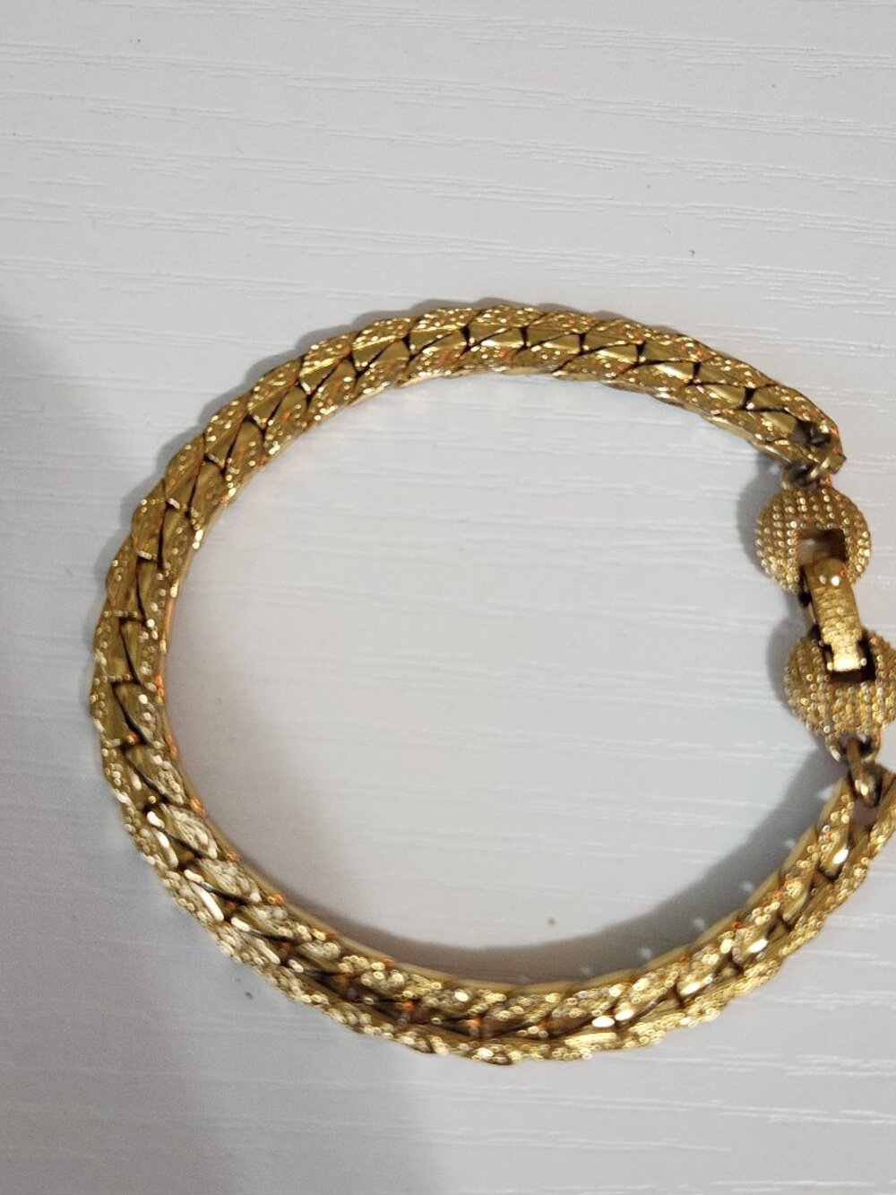 Signed Monet Gold Tone Bracelet Vintage Textured Link Chain Bracelet